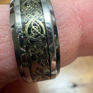 Stainless steel and Gold Celtic Ring